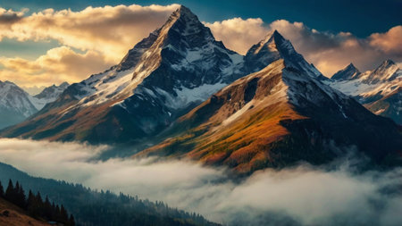 Panoramic view of mountain peakの写真素材