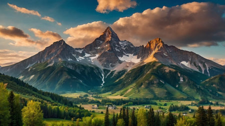 Panoramic view of the mountain range in the Alps, Switzerlandの写真素材