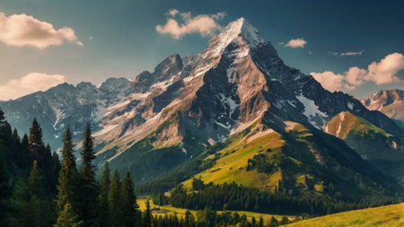 Panoramic view of the Matterhorn peak in the Swiss Alpsの写真素材