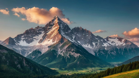 Beautiful panoramic view of the Matterhorn peak in Switzerlandの写真素材