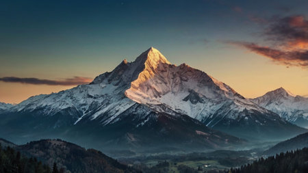 Matterhorn peak at sunrise, Zermatt, Switzerland.の写真素材