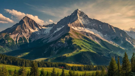 panoramic view of the mountainsの写真素材