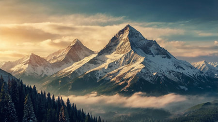 Beautiful panoramic view of the peaks of the Swiss Alps