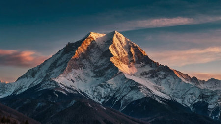 Mountain peak at sunset in Himalayas, Nepalの写真素材