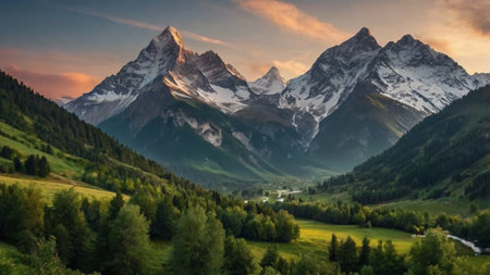 Panoramic view of the mountain range in the Swiss Alps.