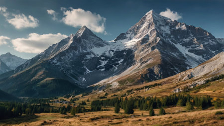 Panoramic view of the Matterhorn peak in the Swiss Alpsの写真素材