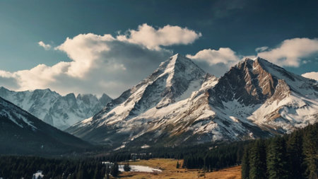 Snowy mountains in the Canadian Rockies. Panoramic view.の写真素材