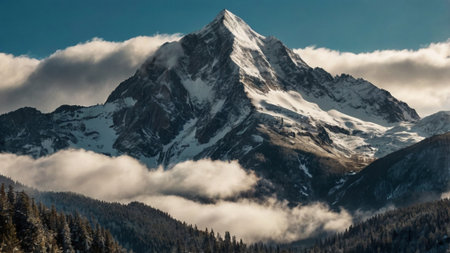 Panoramic view of the snow-capped peaks of the Swiss Alpsの写真素材