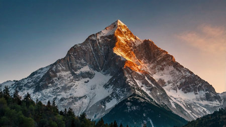 Mountain peak at sunset in Himalayas, Nepal, Asia