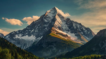 Panoramic view of mount Matterhorn in Zermatt, Switzerlandの写真素材