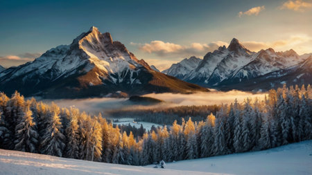 Beautiful winter landscape in the mountains. Europe.の写真素材