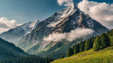 Panoramic view of the Matterhorn mountain in Zermatt, Switzerlandの写真素材