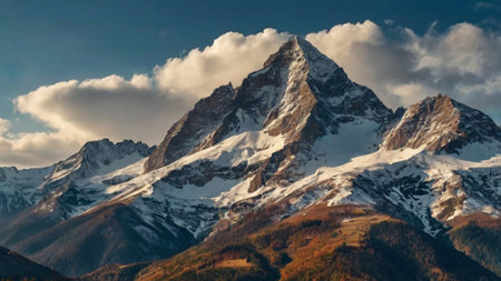 Panoramic view of the Mont Blanc massif in autumn, Franceの写真素材