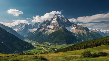 Panoramic view of Mount Matterhorn in the Swiss Alps.