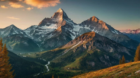 Panoramic view of Matterhorn in Zermatt, Switzerlandの写真素材