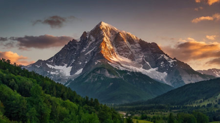 Matterhorn at sunset in the Swiss Alps. Panoramic view.の写真素材