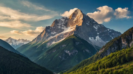 Matterhorn mountain in the Swiss Alps at sunset, Zermatt, Switzerlandの写真素材