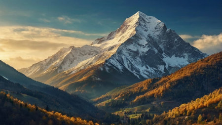 Beautiful panoramic view of the mountains in the autumn.