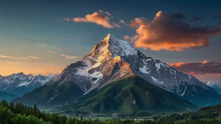 Matterhorn peak at sunrise, Zermatt, Switzerland.