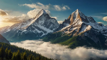Panoramic view of Matterhorn peak in Zermatt, Switzerlandの写真素材