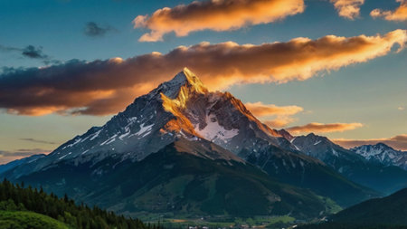 Matterhorn at sunset in the Swiss Alps, Zermatt, Switzerland