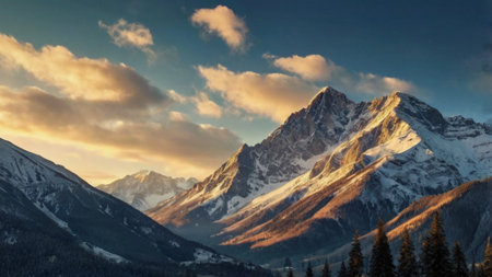 Beautiful winter landscape in the mountains. Sunrise in the mountains.