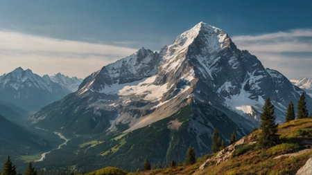 Panoramic view of Mount Kazbek in Caucasus mountains, Georgiaの写真素材