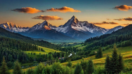 Panoramic view of the mountain range in the Alps. Switzerland