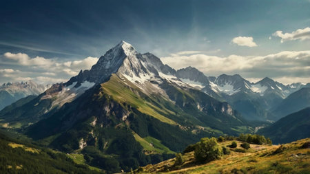 Panoramic view of the Mont Blanc massif in Chamonixの写真素材