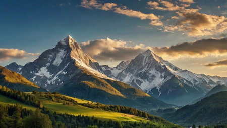 Mountain landscape in the Swiss alps. Panoramic view