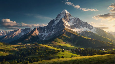 Panoramic view of Matterhorn peak in Zermatt, Switzerlandの写真素材