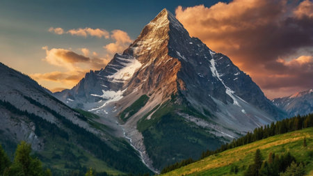 Panoramic view of Matterhorn peak in Zermatt, Switzerlandの写真素材