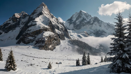 Winter in the swiss alps (Schweiz - Switzerland)の写真素材