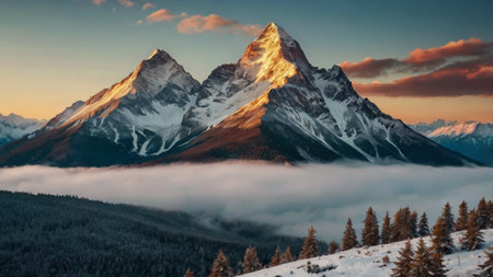 Peak at sunrise, Switzerland.の写真素材