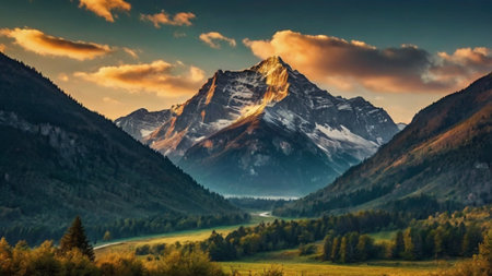 Panoramic view of Matterhorn peak in the Swiss Alps.