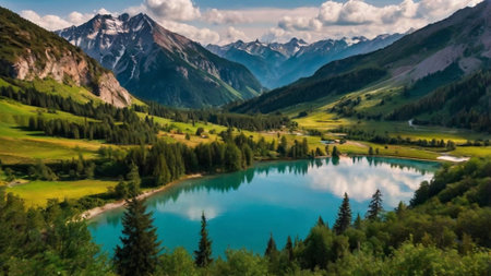 Mountain lake in the Alps. Landscape of the Alps.の写真素材