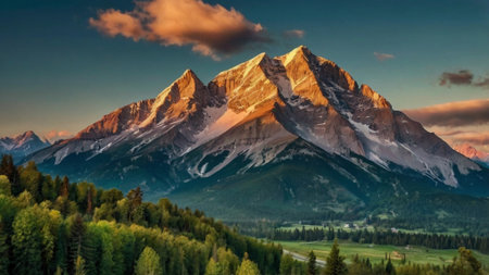 Panoramic view of mountain at sunset