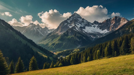 Panoramic view of the mountainsの写真素材