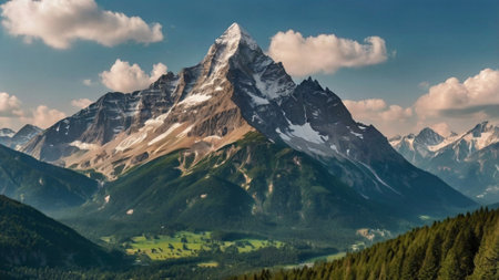 Panoramic view of Mount Matterhorn in Zermatt, Switzerlandの写真素材