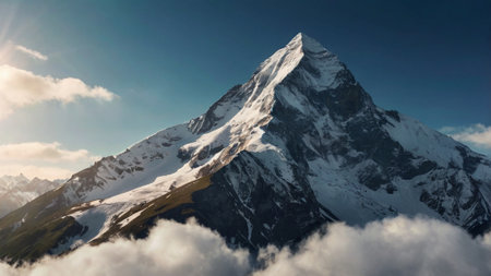 Matterhorn peak in Himalayas, Annapurna Conservation Area, Nepalの写真素材