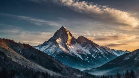 Panoramic view of the Matterhorn peak in Zermatt, Switzerland