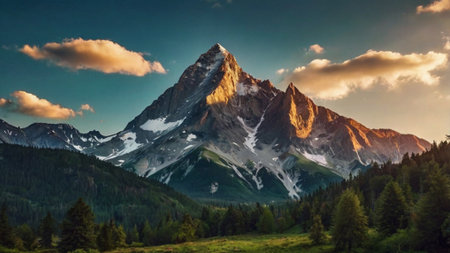 Panoramic view of the peaks of the Alps in Switzerland.の写真素材