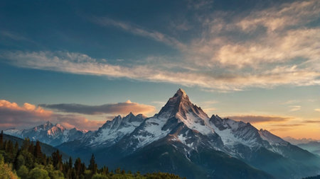 Panoramic view of Matterhorn at sunset. Zermatt, Switzerlandの写真素材
