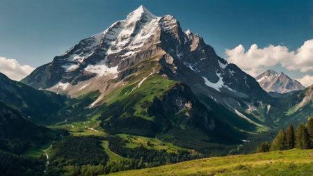 Panoramic view of the mount Matterhorn in the Swiss Alps