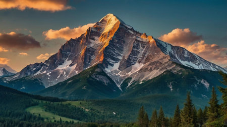 Sunset in the mountainsの写真素材