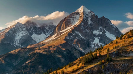 Panoramic view of the Matterhorn peak in the Swiss Alpsの写真素材