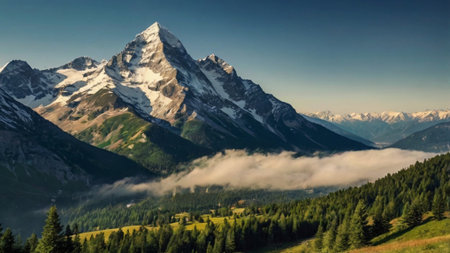 Panoramic view of Mount Matterhorn, Zermatt, Switzerlandの写真素材