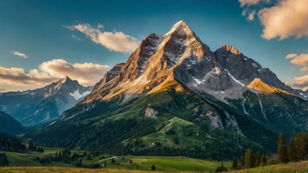 Panoramic view of the Matterhorn peak, Zermatt, Switzerlandの写真素材