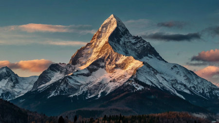Matterhorn mountain peak at sunset, Zermatt, Switzerland