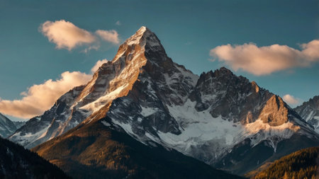 Matterhorn peak at sunrise, Zermatt, Switzerland.の写真素材